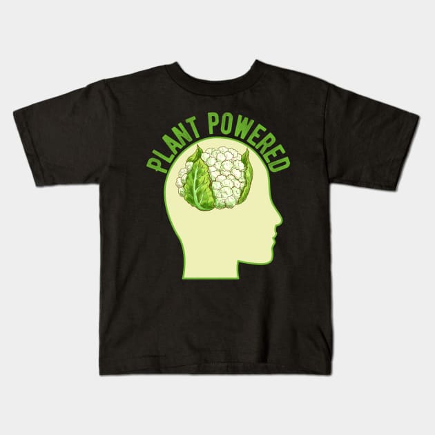 Plant Powered (Light Green) Kids T-Shirt by leBoosh-Designs